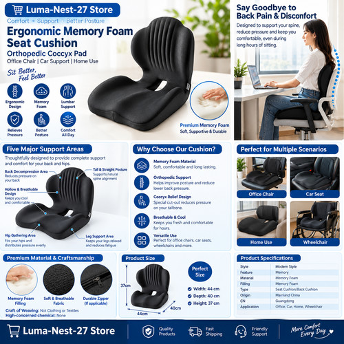 Ergonomic memory foam seat - ergonomic,