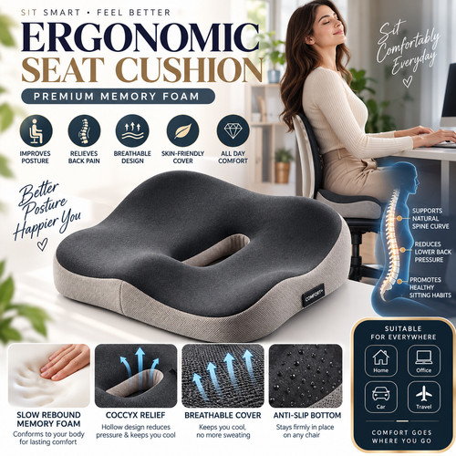 Ergonomic memory foam seat - memory,