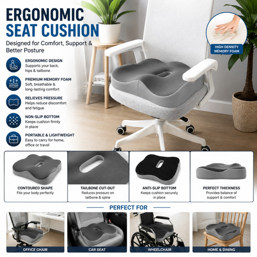 Ergonomic memory foam seat - memory,